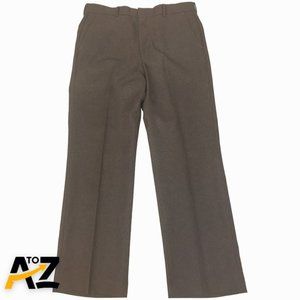 Mens Dress Pants Size 36W Brown Pockets Button